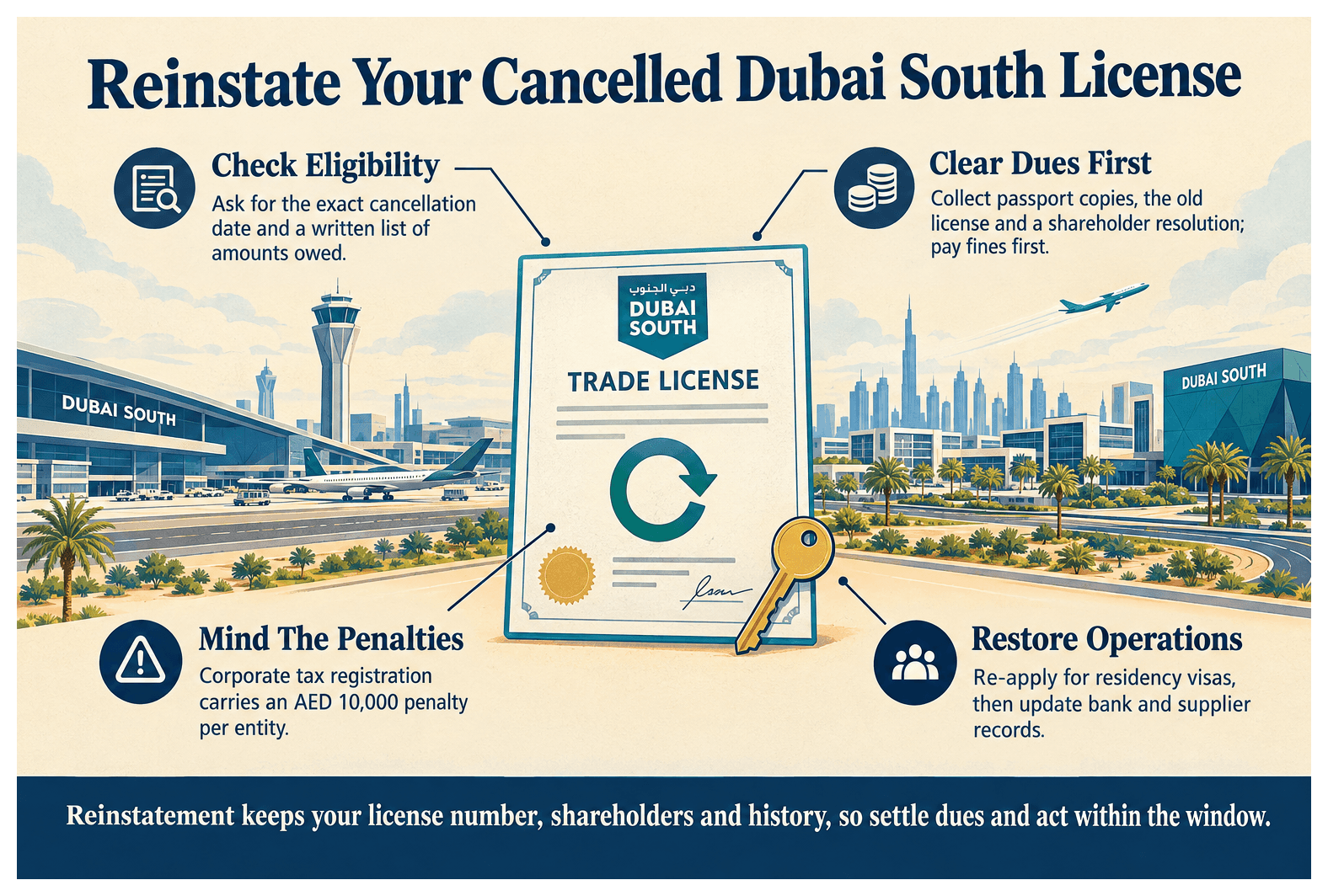 Infographic: How to Reactivate a Cancelled Dubai South License