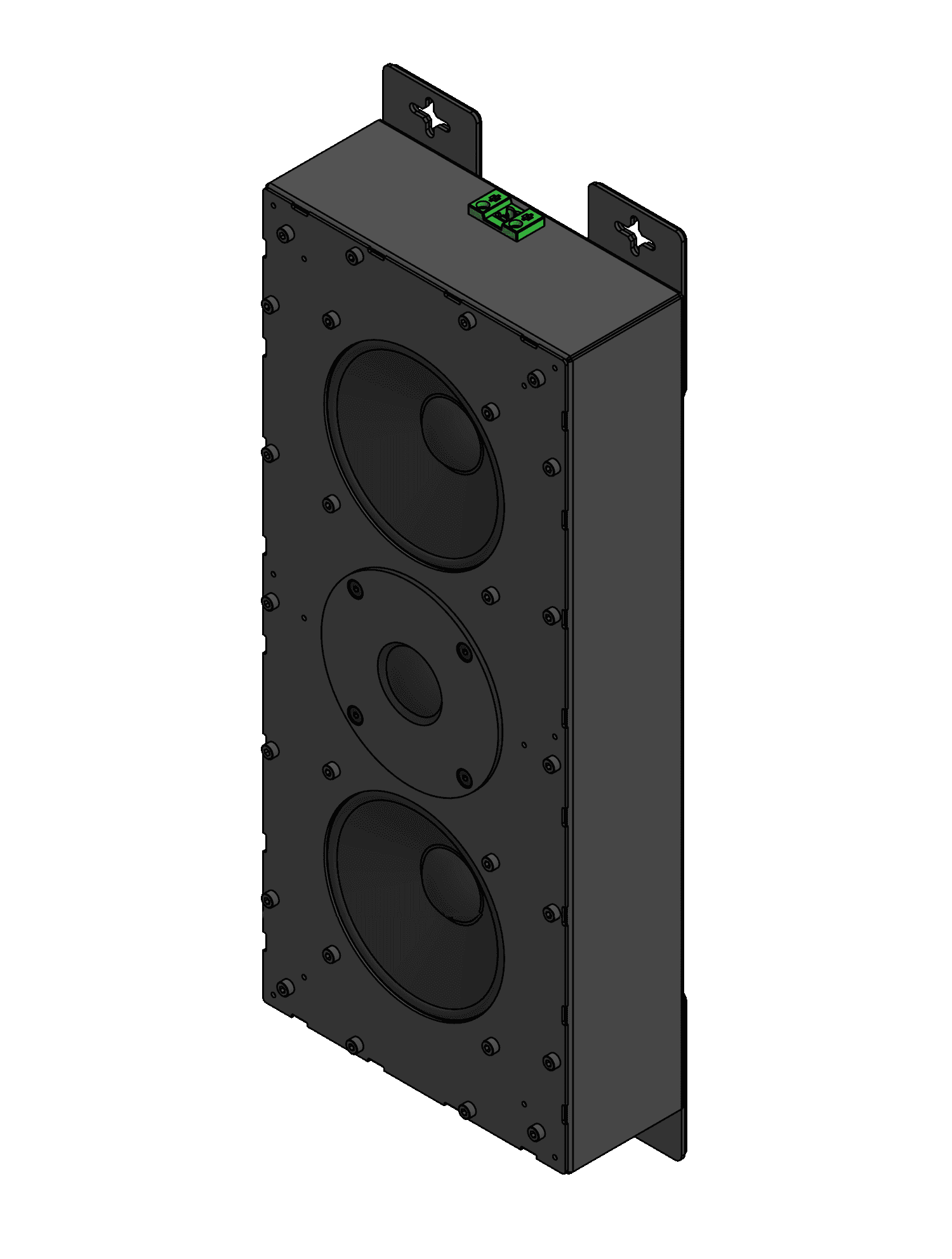 Black smart home device with screen showing time and temp