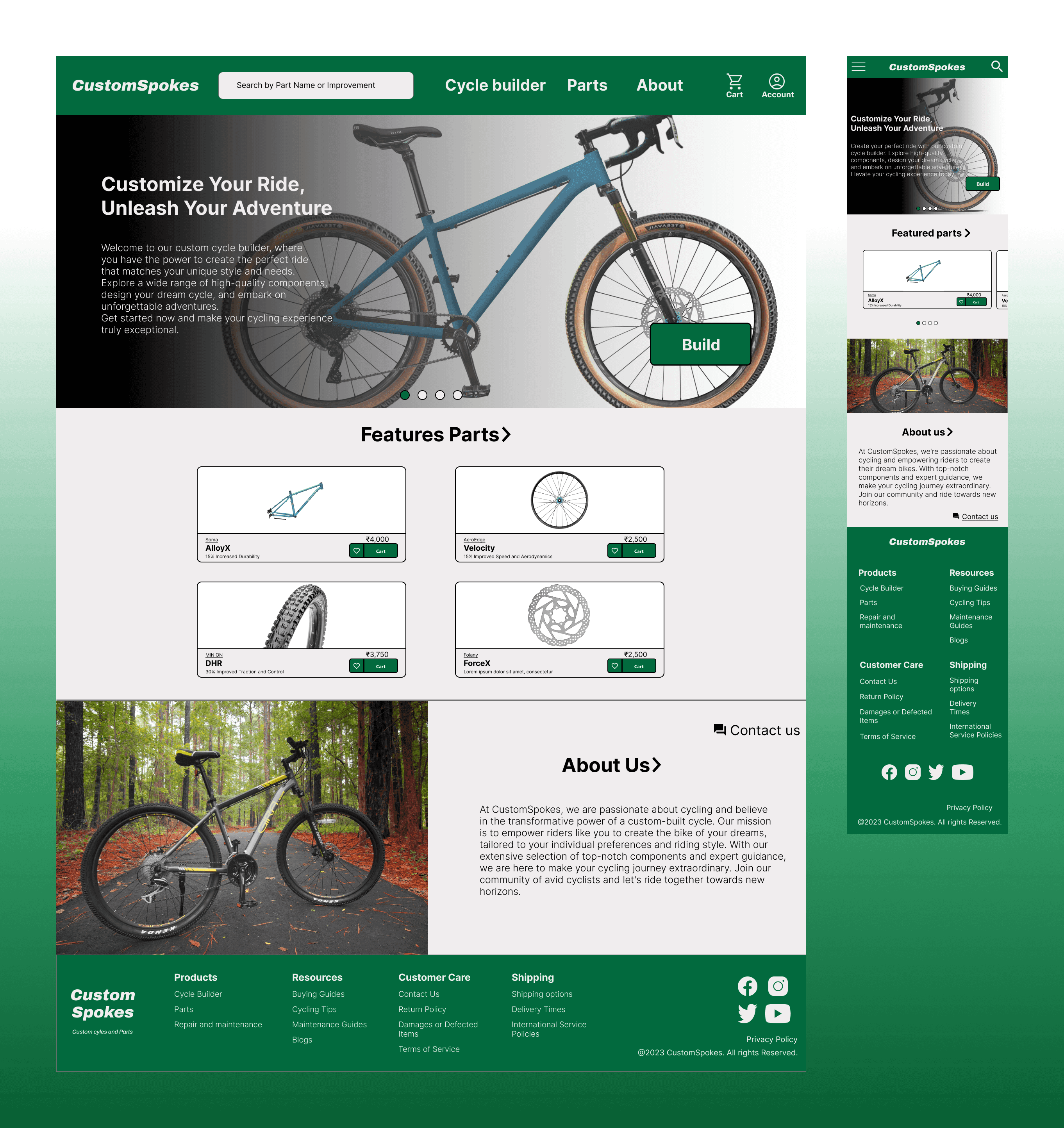 Mobile mockup for CustomSpokes