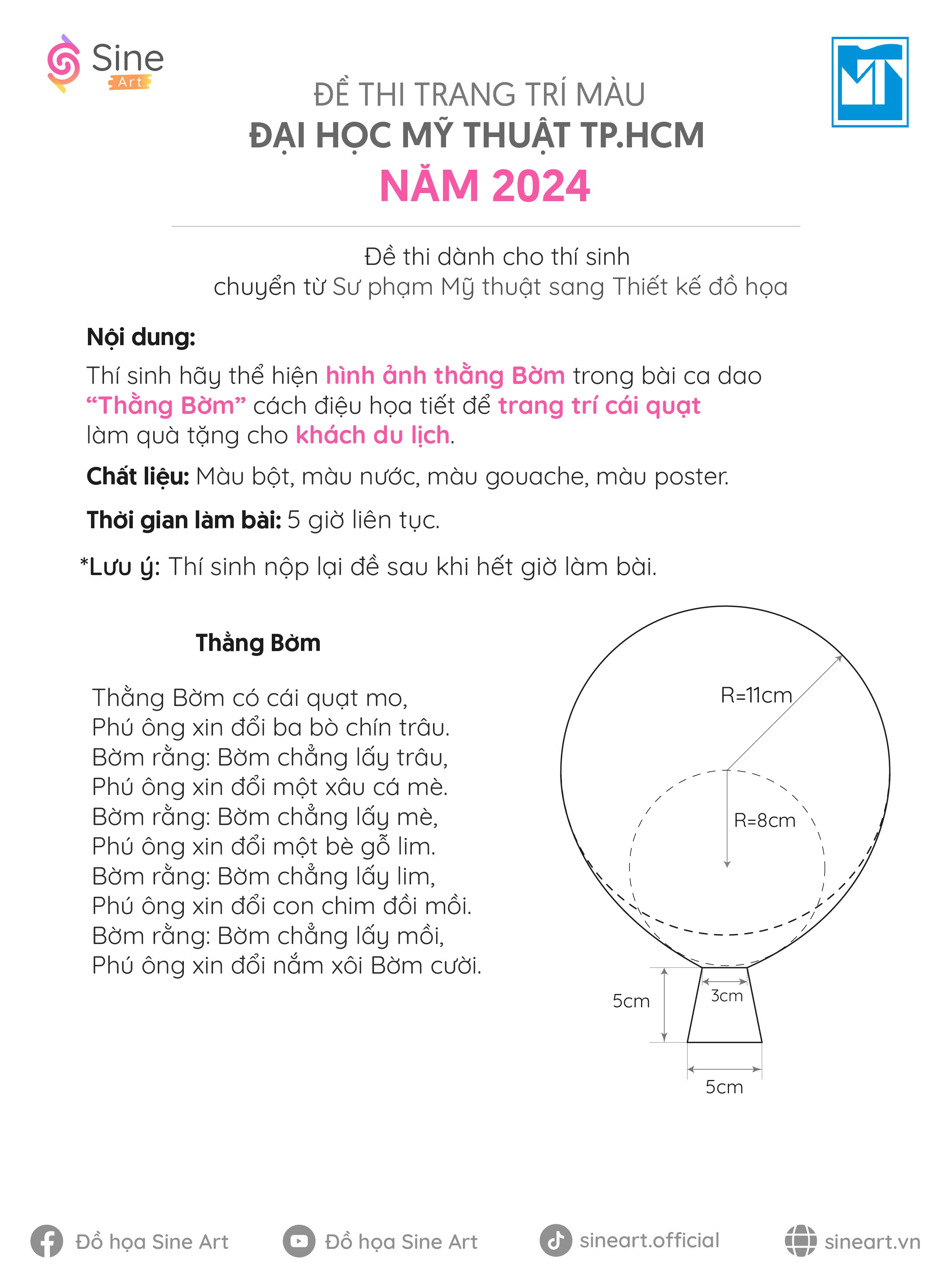 Đề thi trang trí màu Đại học Mỹ thuật TP.HCM năm 2024