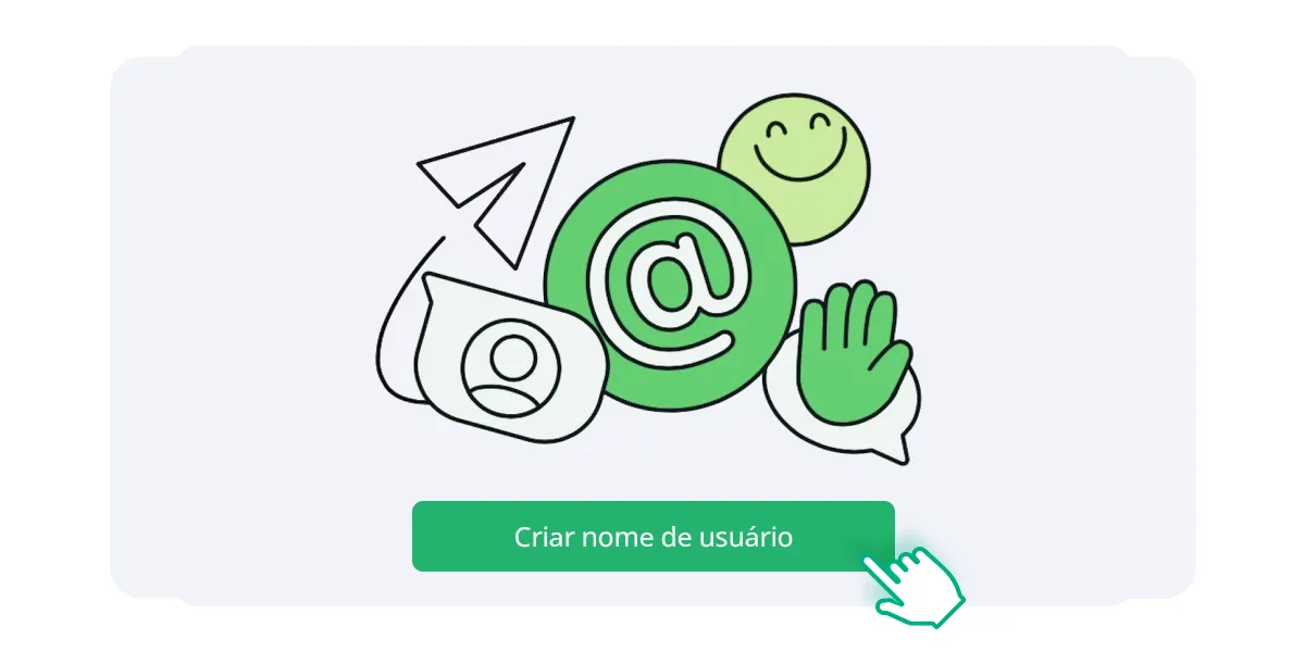 Ilustração de smartphone mostrando transição de número de telefone para nome de usuário no WhatsApp.