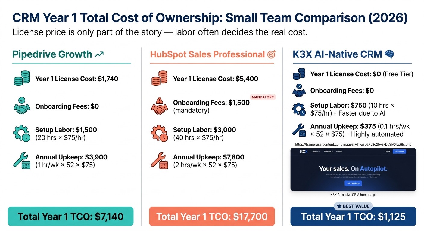 CRM Year 1 Total Cost of Ownership: Small Team Comparison 2026