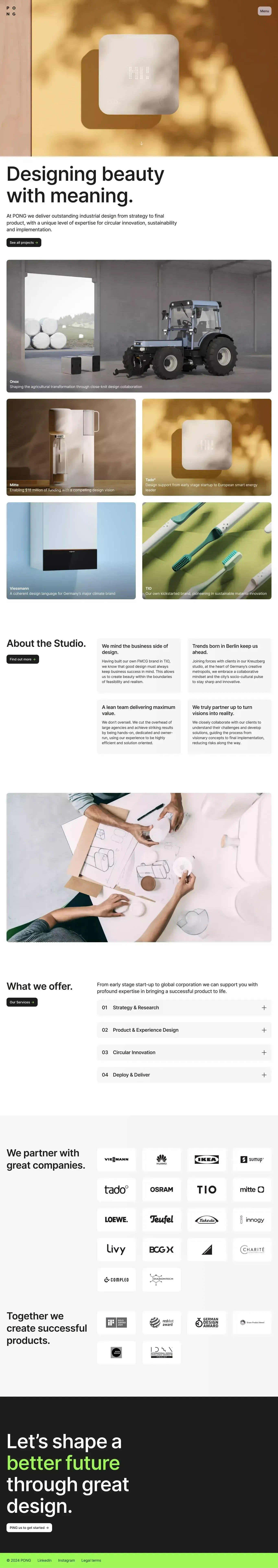 Designing beauty with meaning portfolio page screenshot showcasing Design design