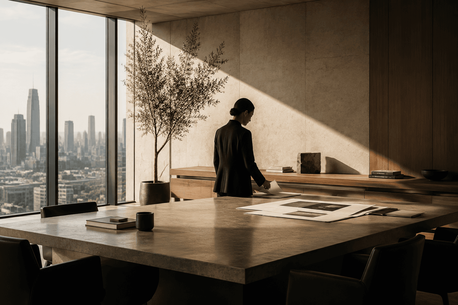 A considered executive environment for reflection, responsibility, and long-term decision-making