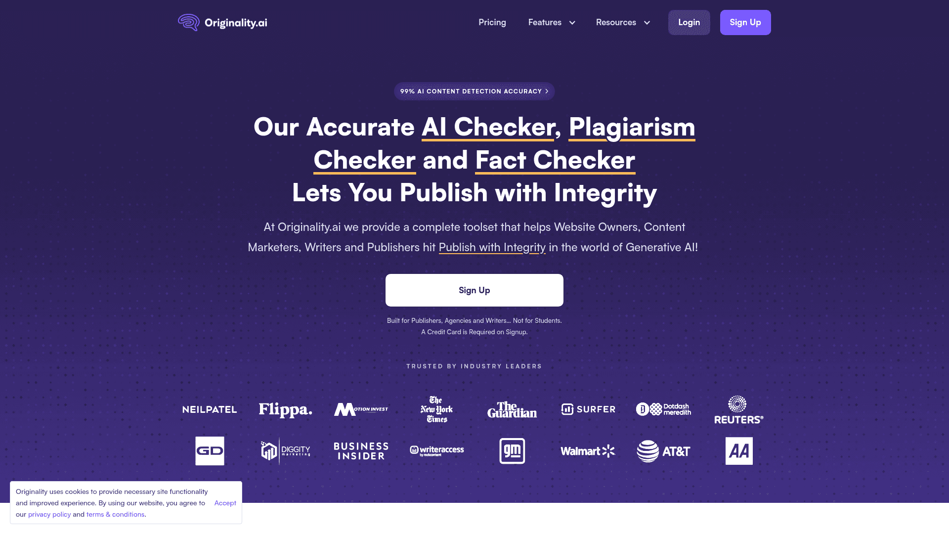 Originality.AI  Webpage Screenshot