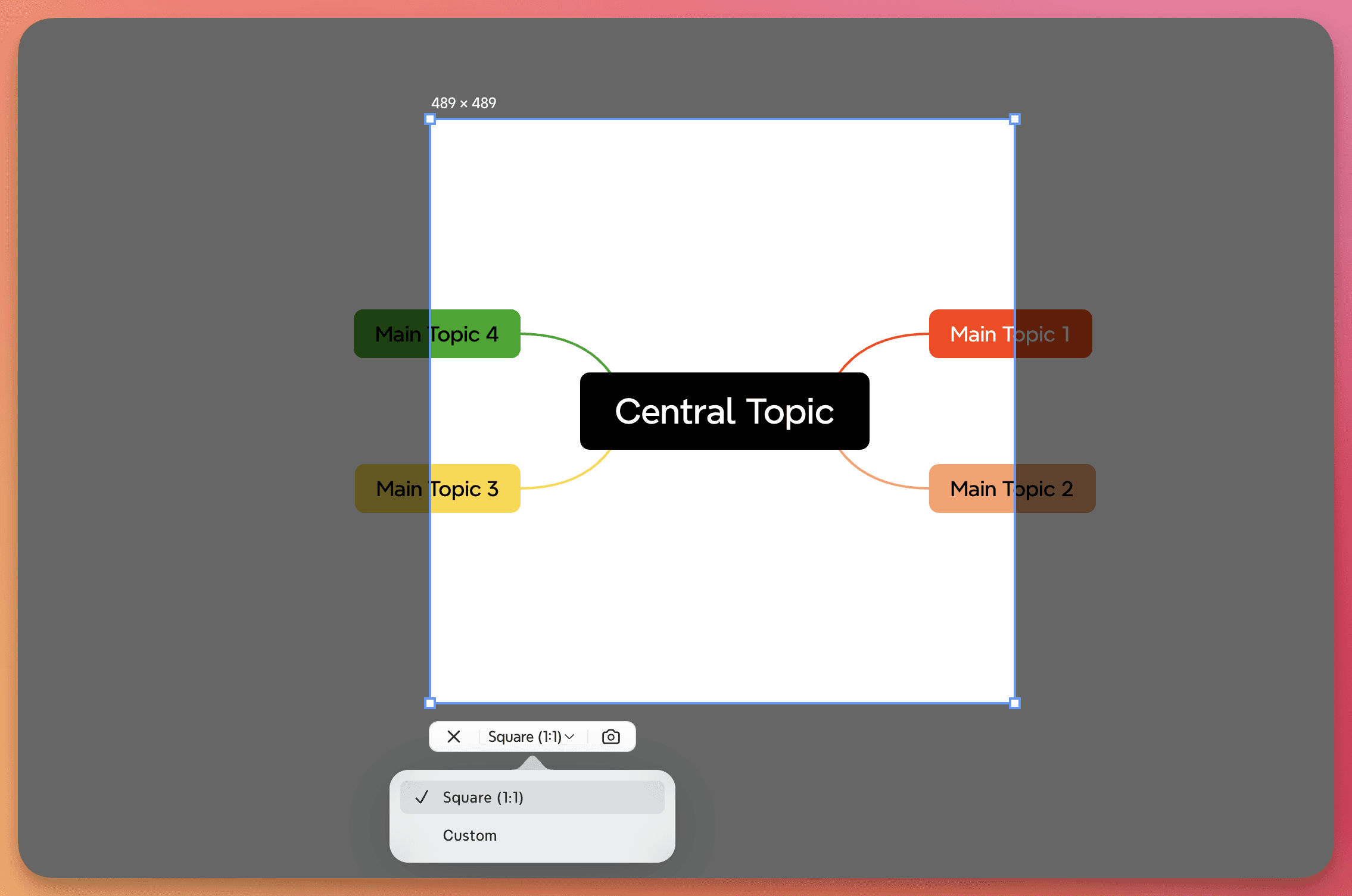 Mind map with a central topic labeled