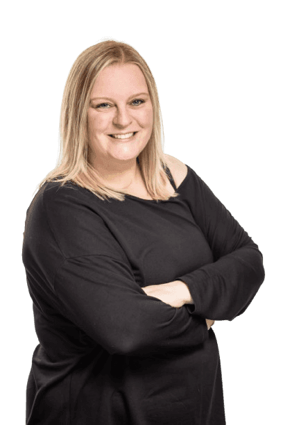 Professional headshot of a women with blonde hair.