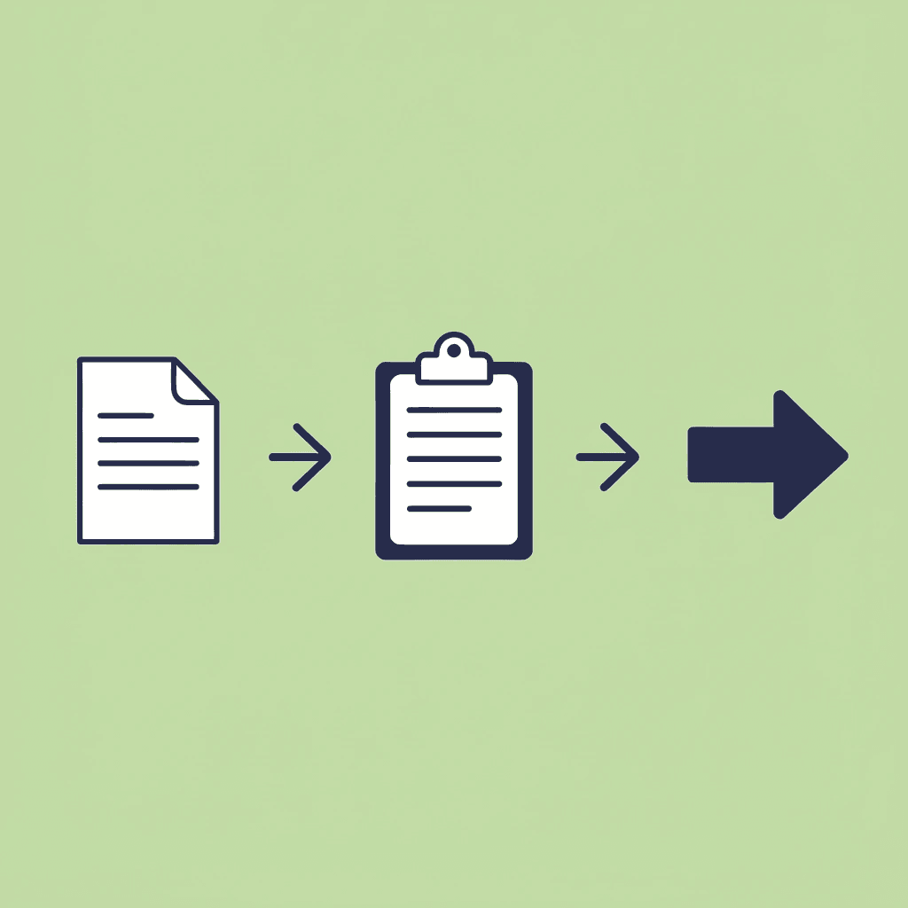 Three-step process: Open PDF document, Copy section text, Paste into Numerous