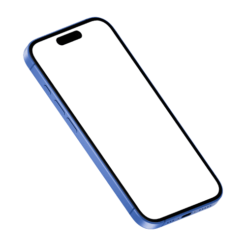 Ultramarine iPhone 16 mockup upper right view