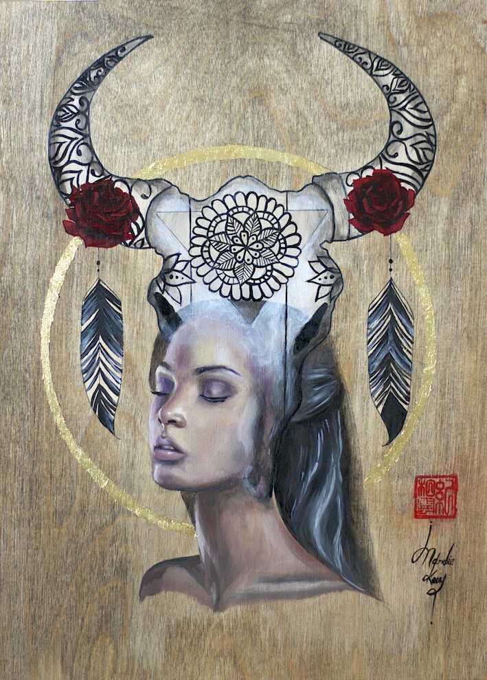 Ethereal Bull, painting by Amanda Keay, 2019