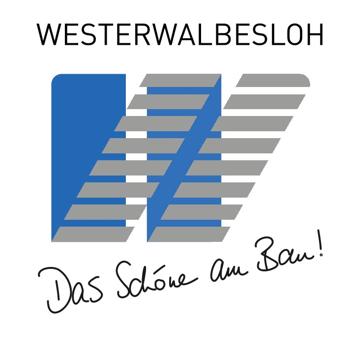 Westerwalbesloh-Logo mit stilisiertem W für Sonnenschutzlösungen, Maßanfertigung in Gütersloh, OWL, Handwerk, Montage."
