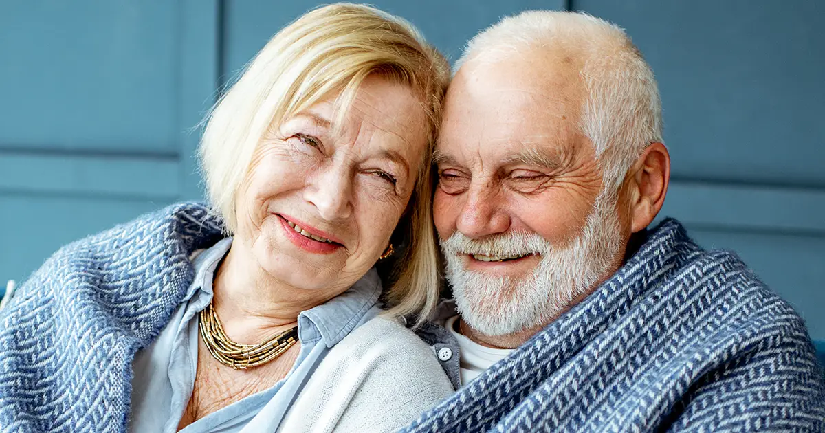 Illustration of an elderly couple where the man has been healed of a heart valve defect.
