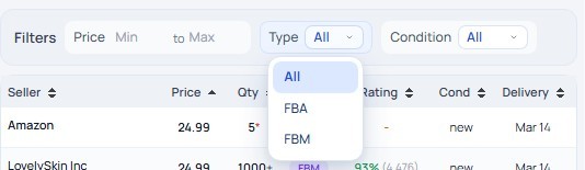 Multiple filter options