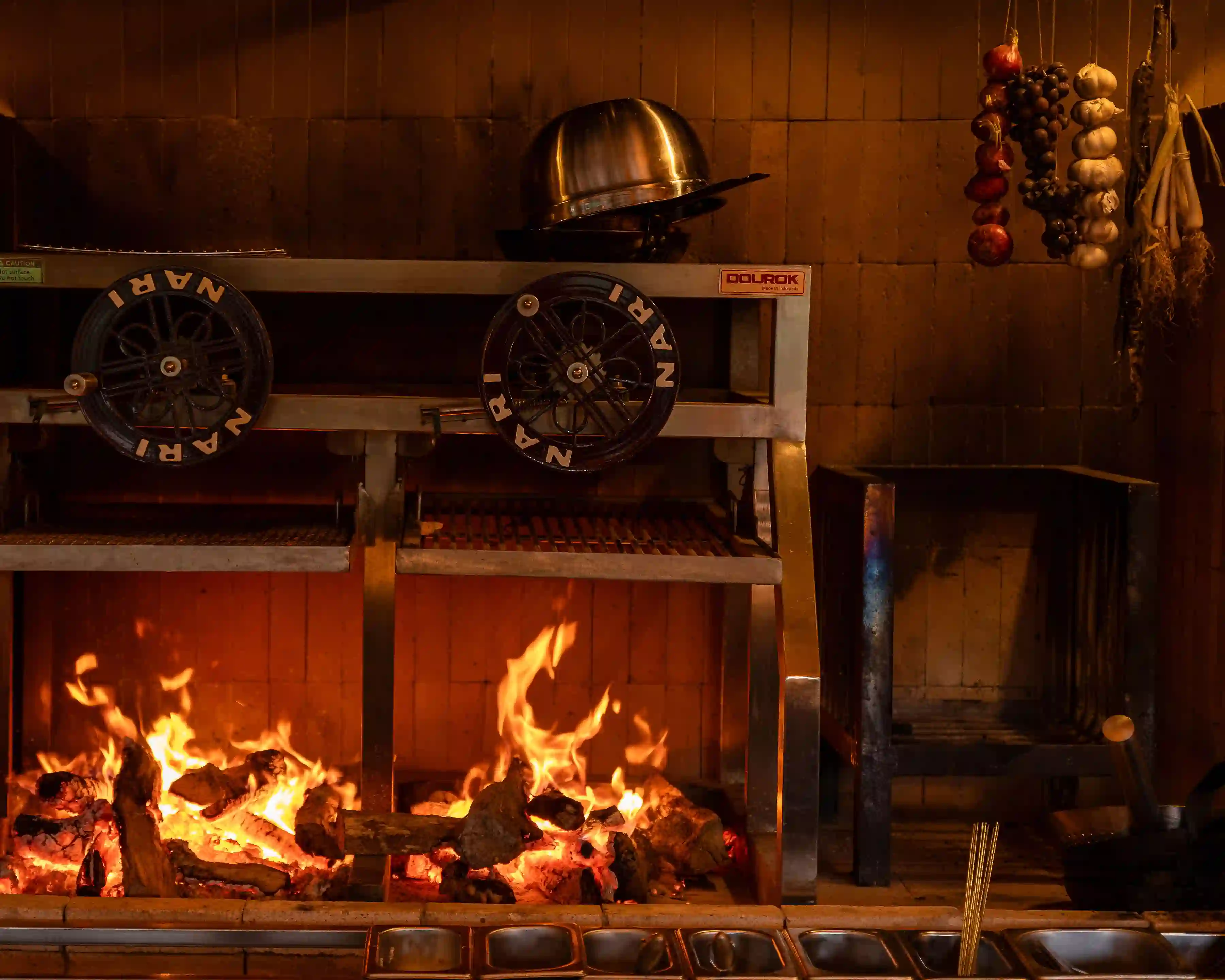 elegant restaurant with fire in ubud bali