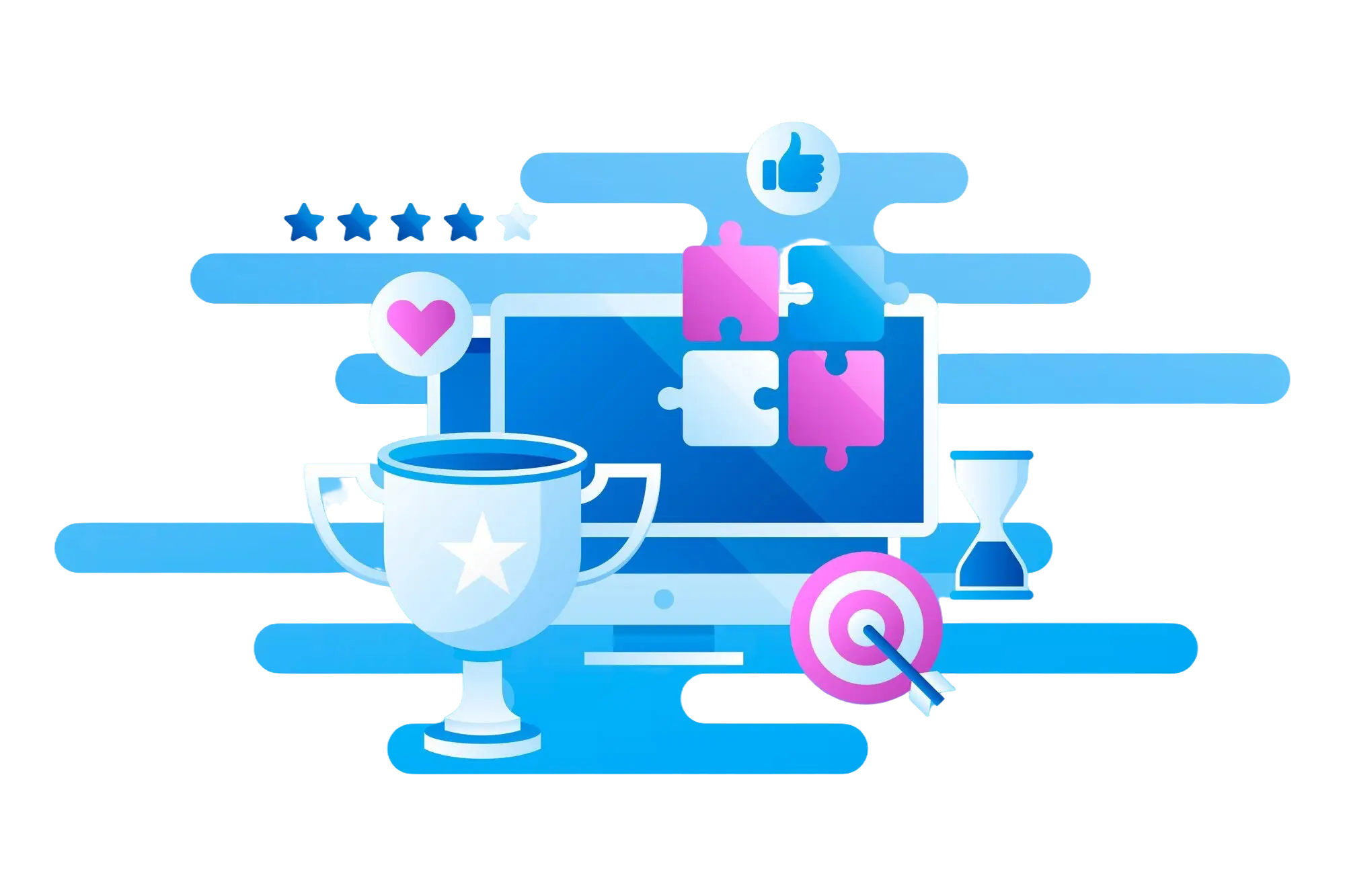 Illustration d'un projet digital avec des briques métiers et des objectifs grâce à un chef ou directeur de projet externalisé