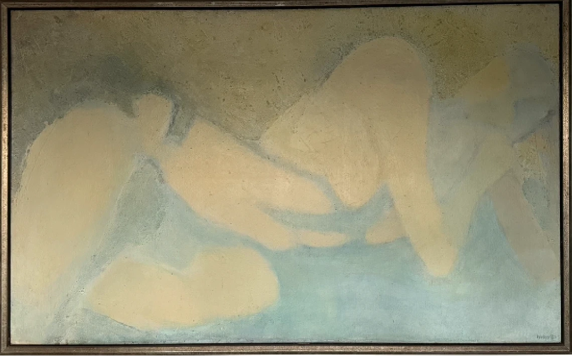 Untitled, 1980. Acrylic, collage on jute. by Barbara Walker.