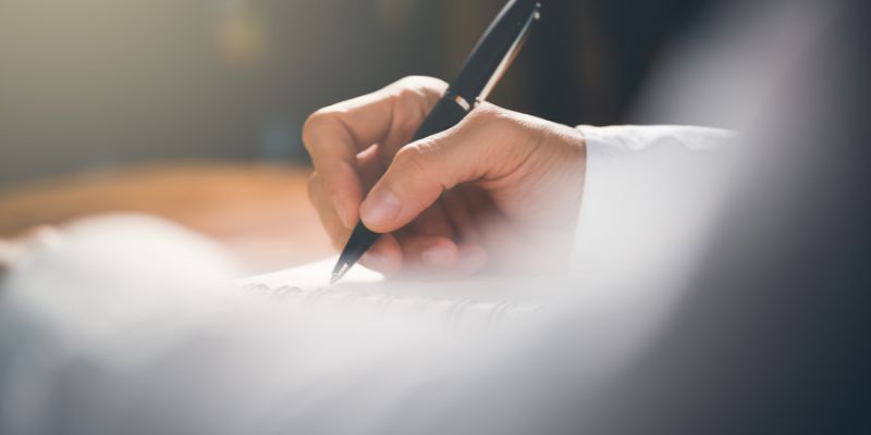 A person filling up a survey