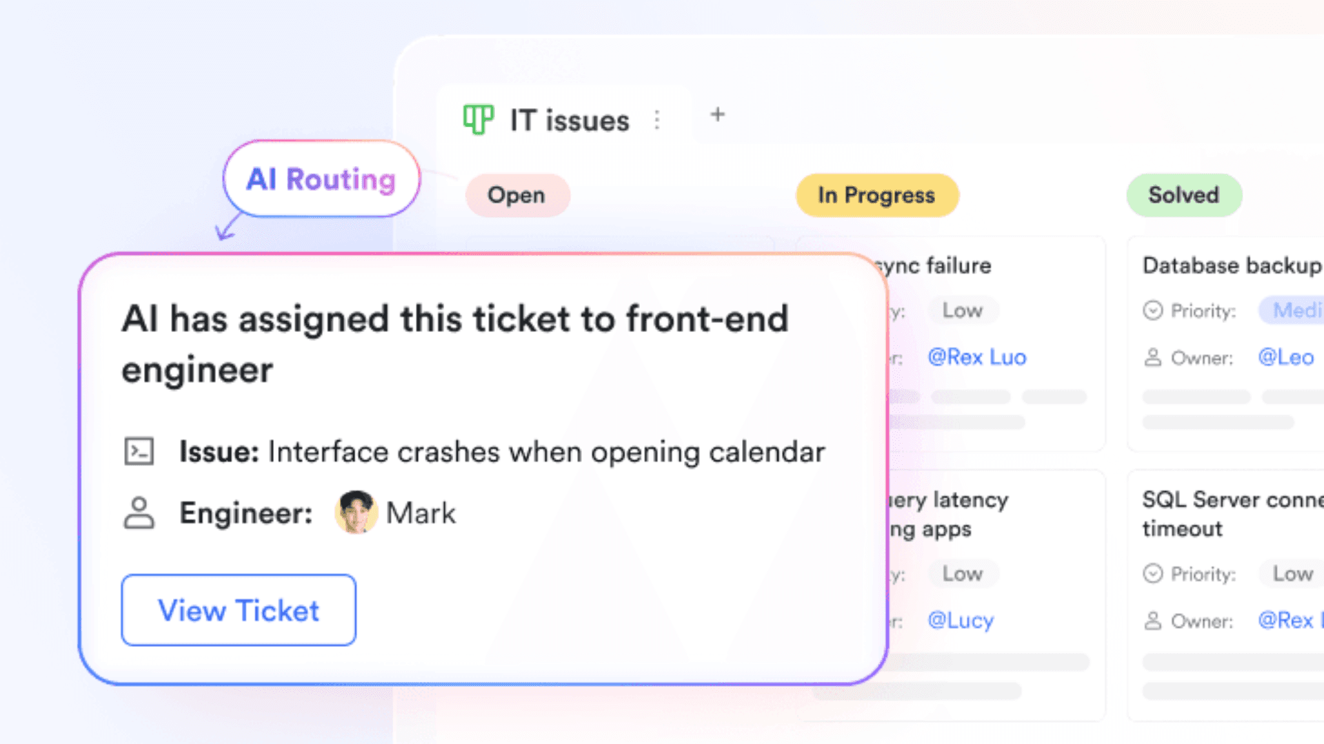 Tickets are automatically routed through AI 