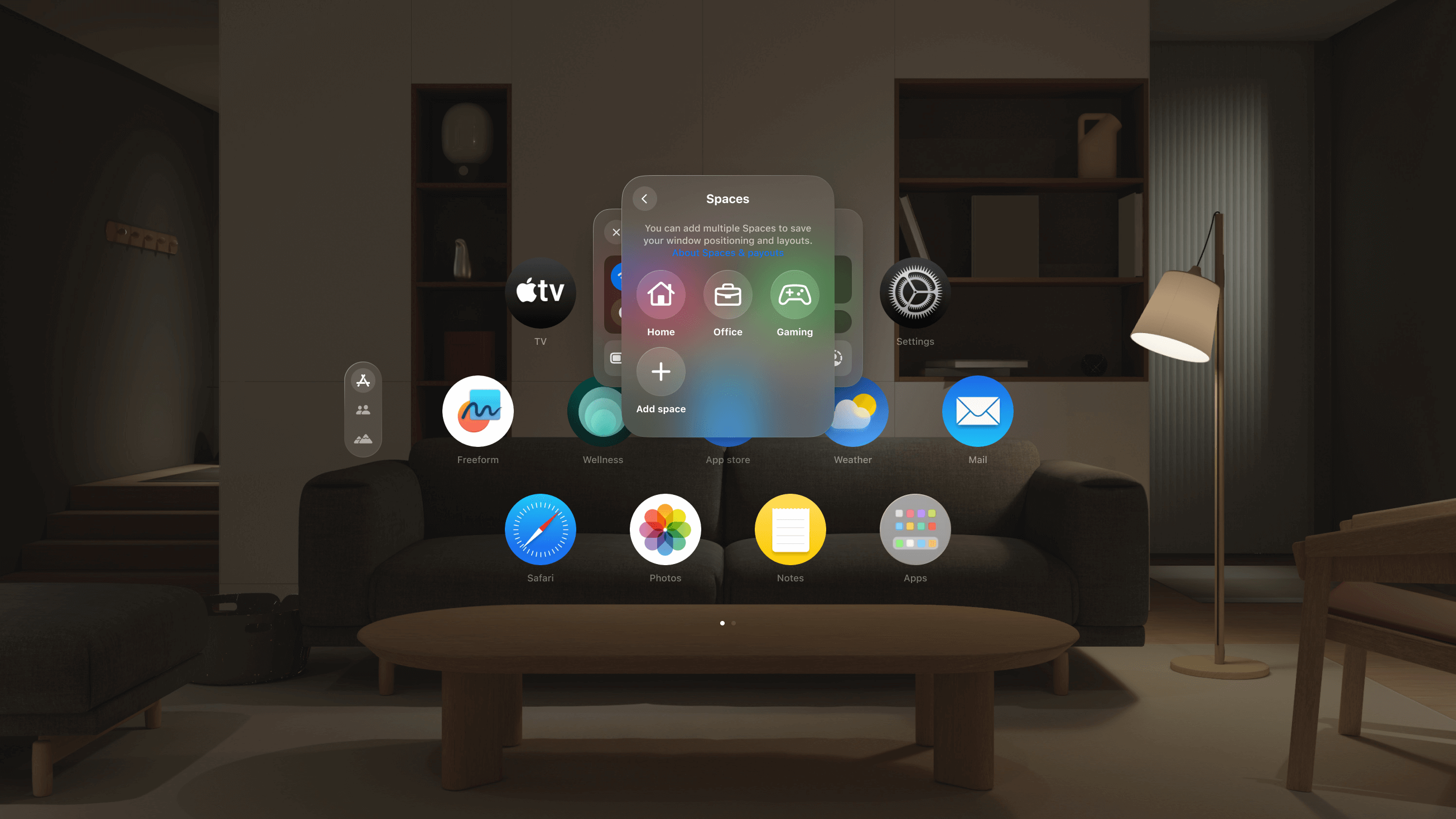 Showing spaces feature into vision pro's UI aka Spatial UI