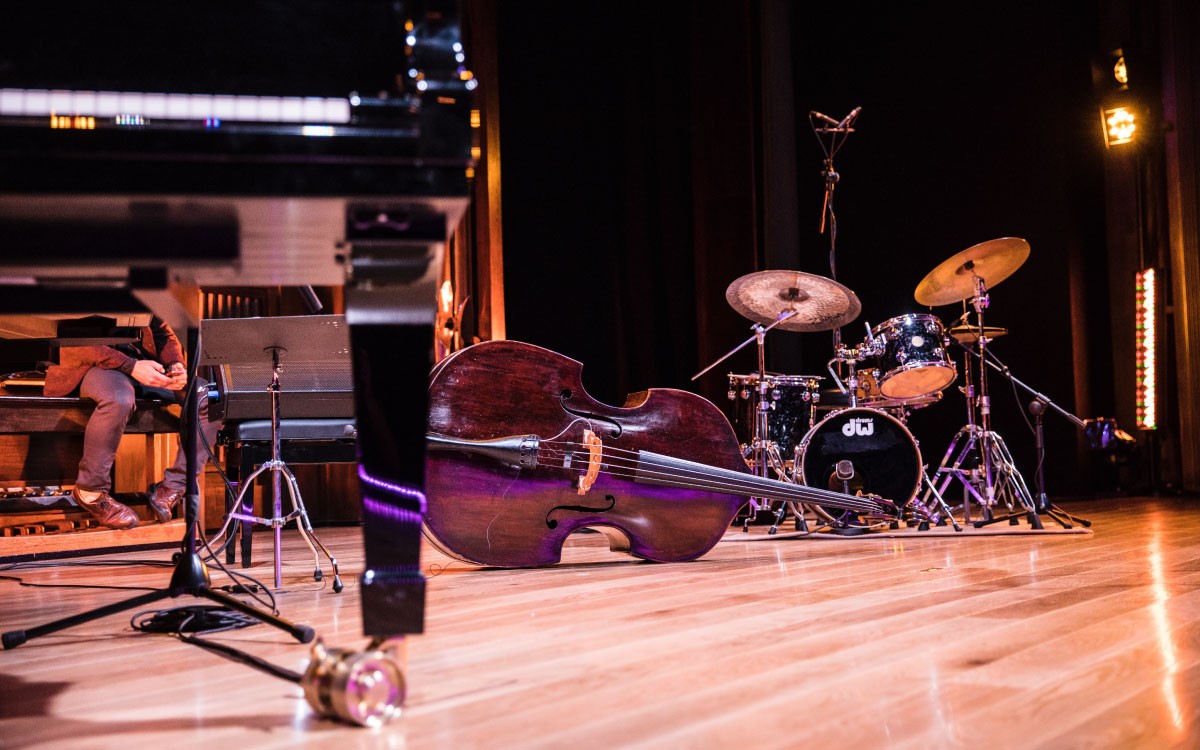 music stage with instruments on it