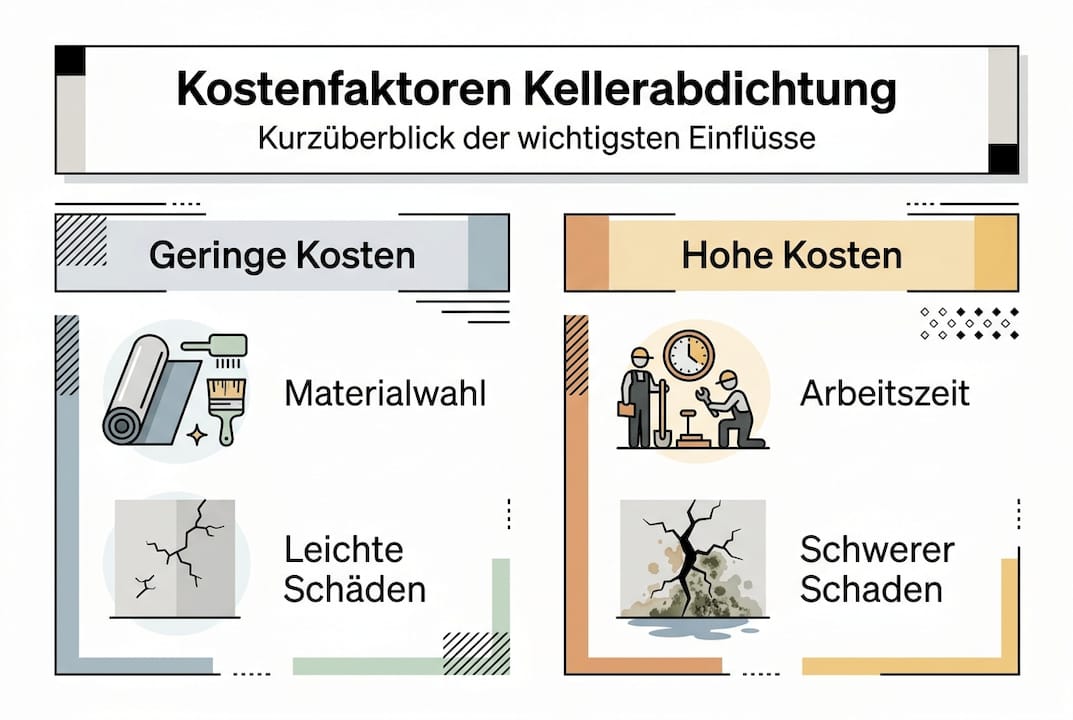 Übersicht: Welche Faktoren beeinflussen die Kosten einer Kellerabdichtung?
