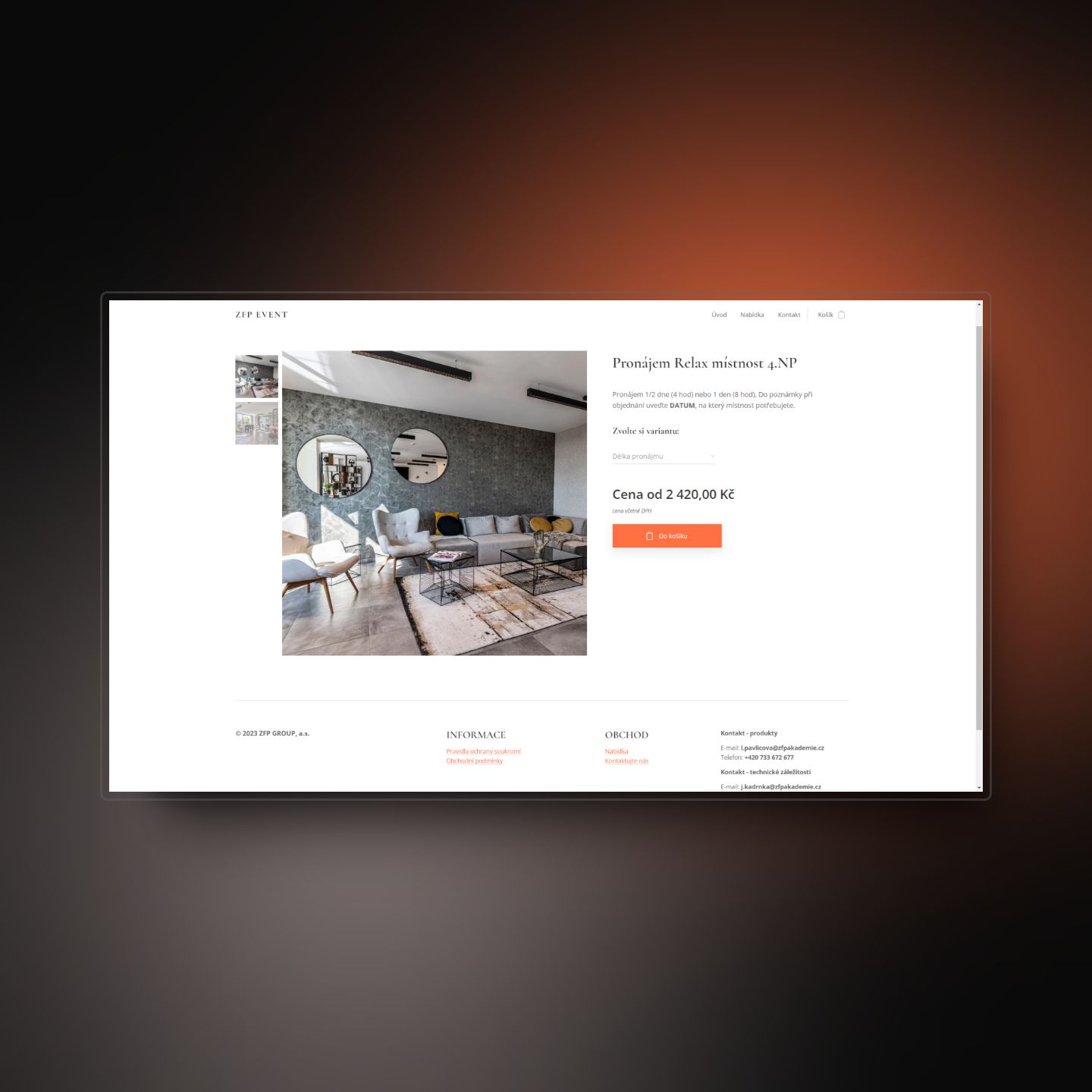 Náhled projektu e-shopu ZFP Event