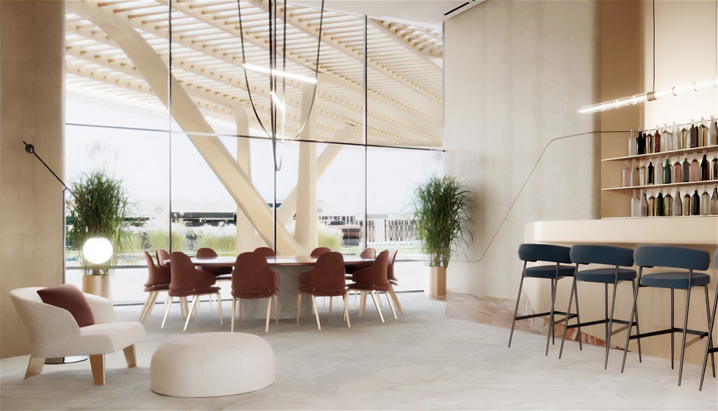 Modern bar design with elegant chairs and a table, part of the Iconic Residences setting.
