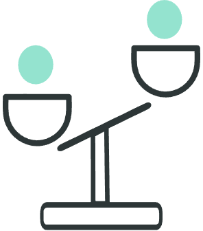 Minimalist icon representing scales.