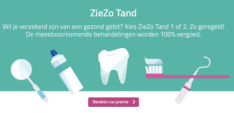 Screenshot van een tandverzekering.