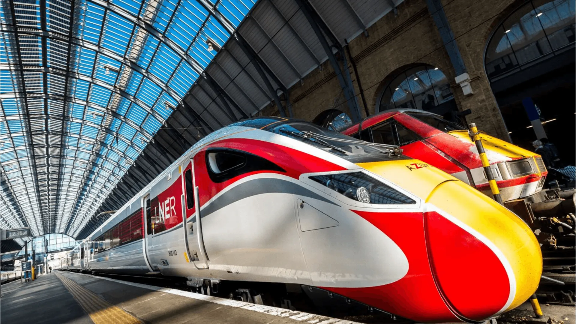 LNER trains stopped at a station