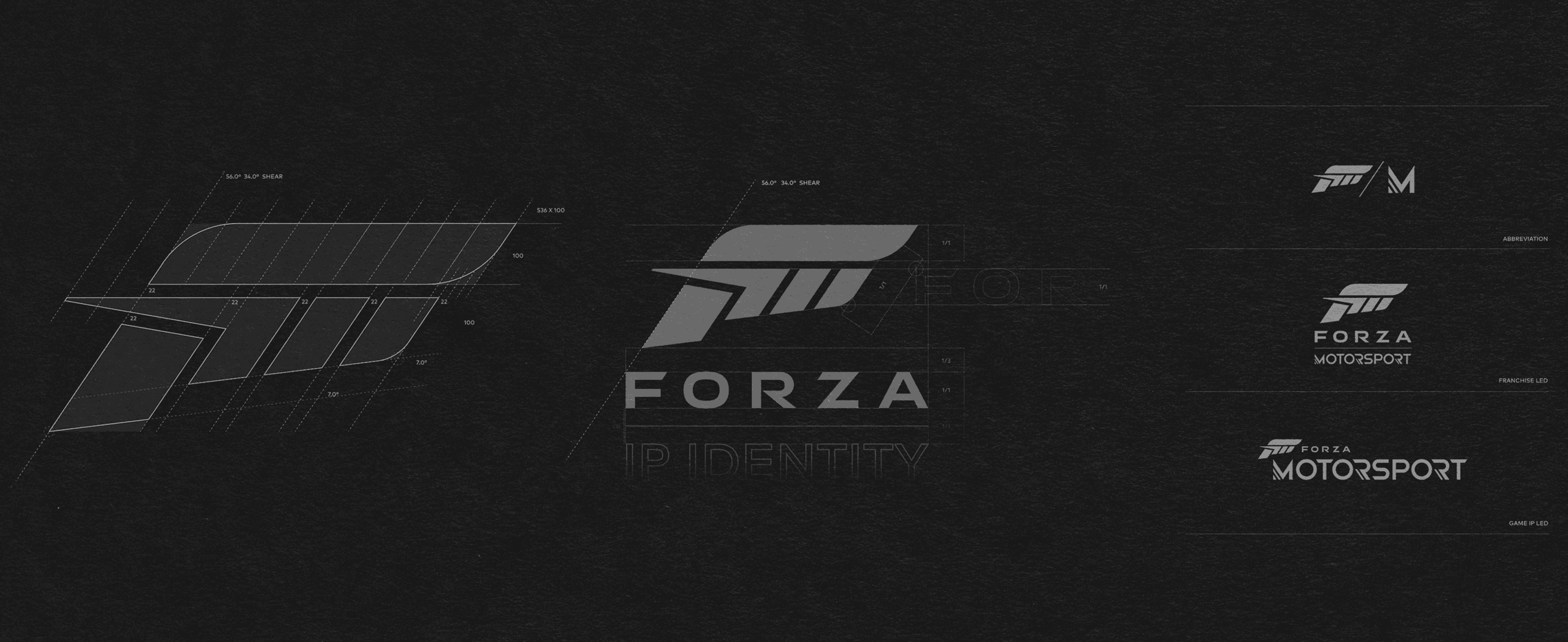 A progress image of Forza brand identity elements