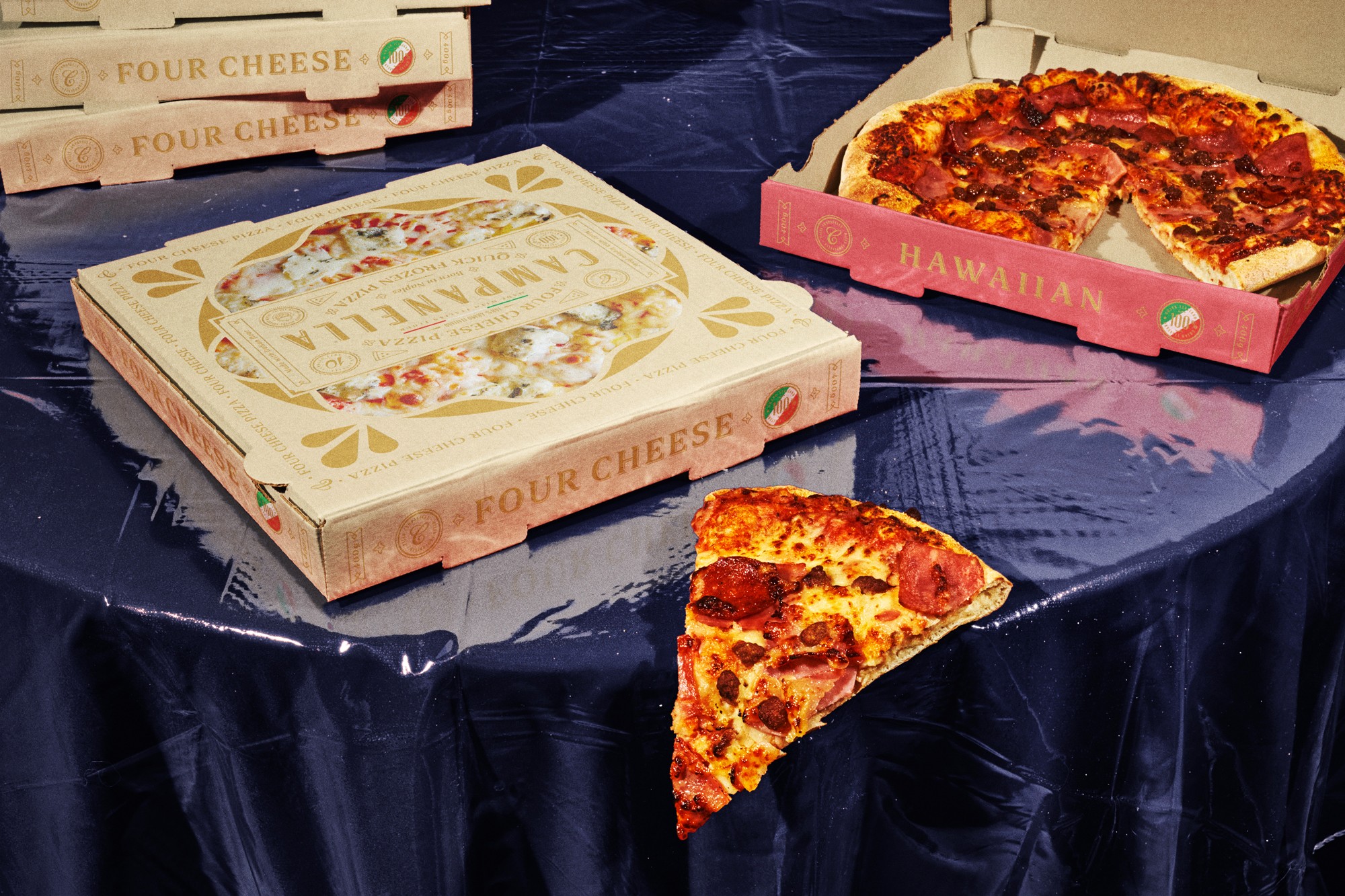 Streetside billboard with flyposters of the Batch.Works brand and illustrations