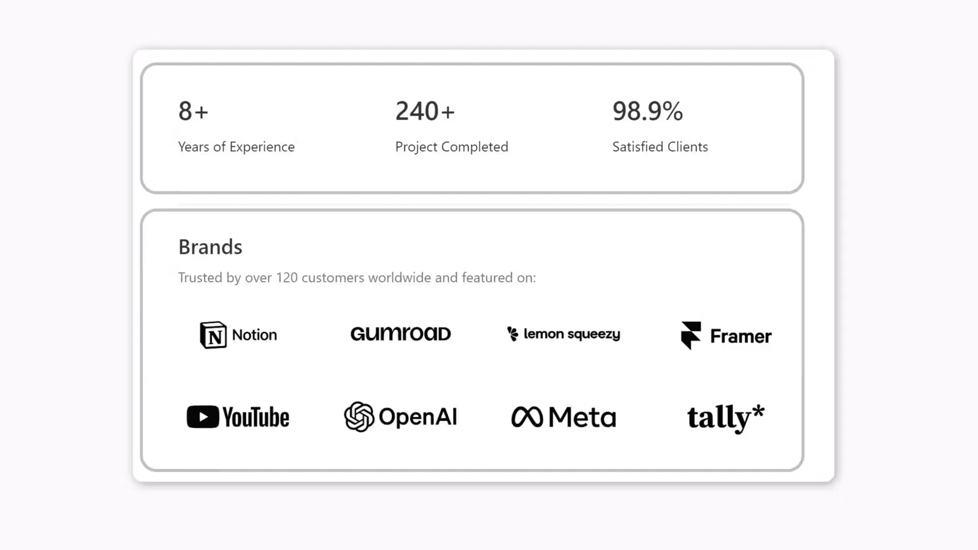 Image of the “About Me” section in the Notion Portfolio Website template.