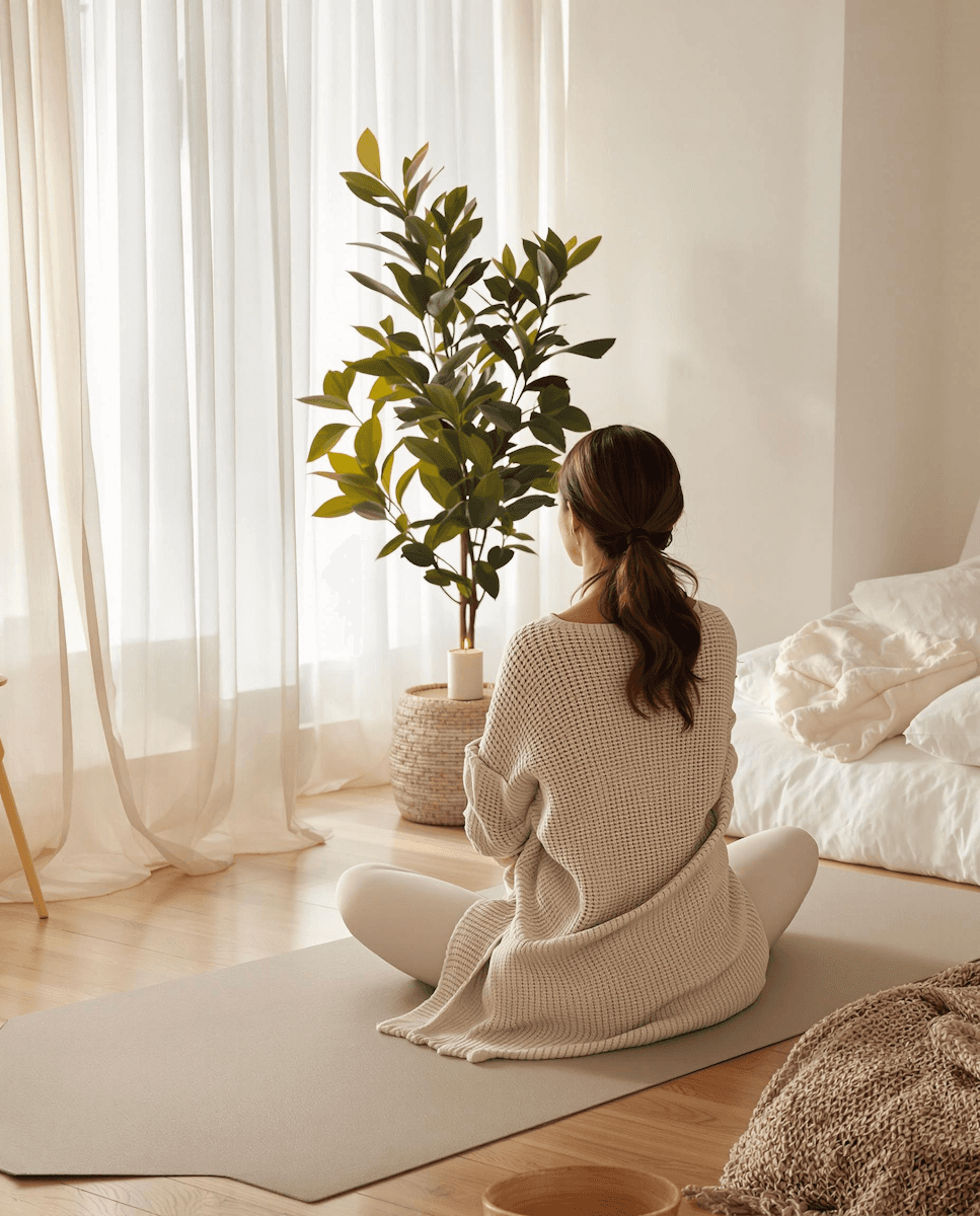 Yoga in cozy room