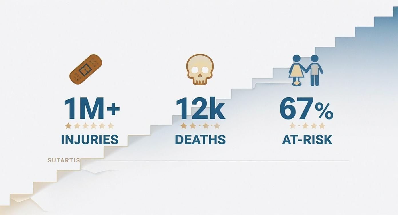 Infographic about injuries from falling down stairs