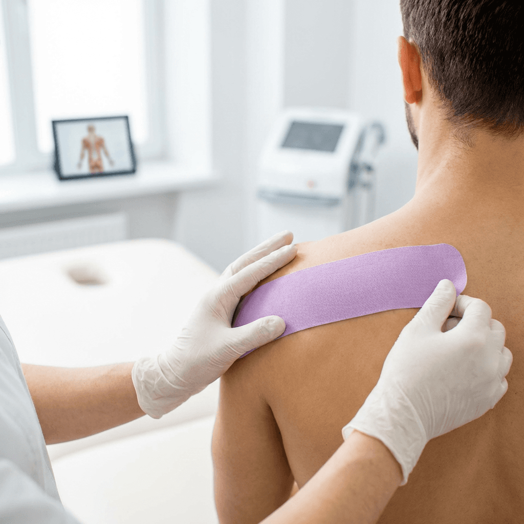 Physiotherapeut behandelt die Schulter eines Patienten