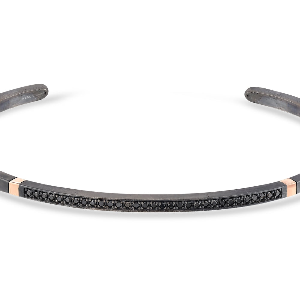 0.19 Karat Pırlantalı 14 Ayar Altın ve Gümüş Erkek Bileklik