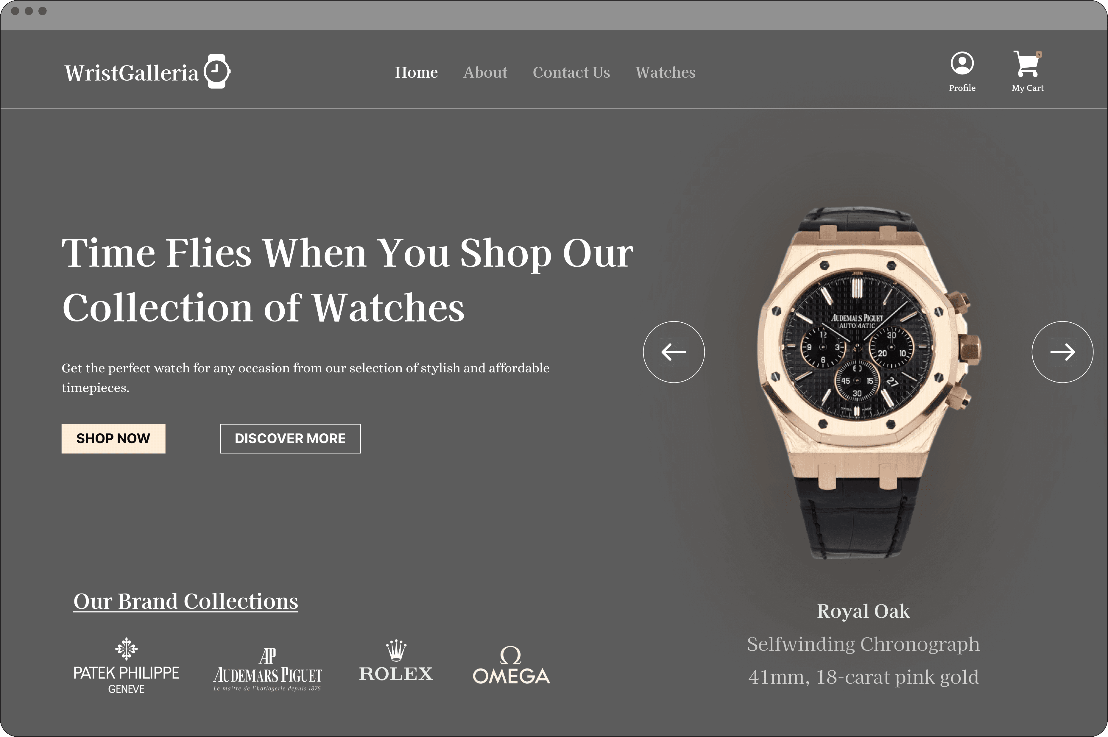 hero section of watch website