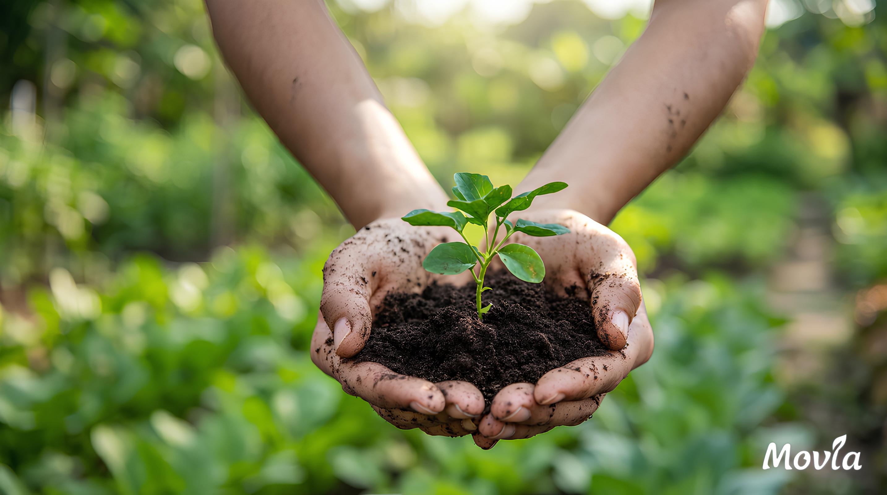 მულჩით დაფარული ნიადაგი ჯანმრთელი მცენარის გარშემო