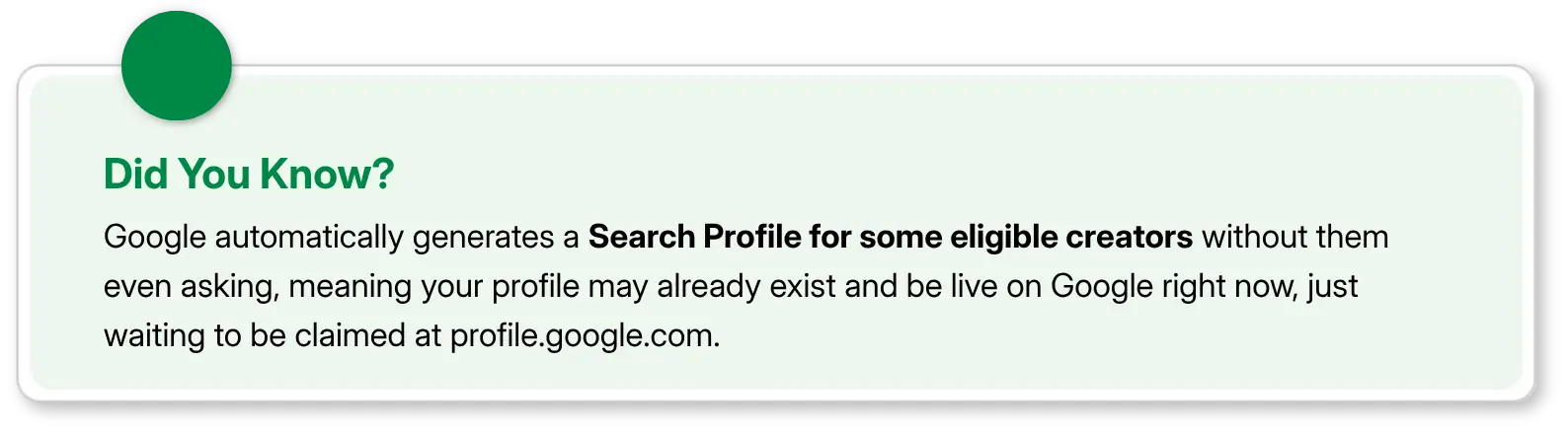Did you know about Google Automatically generates Search Profile for some creators