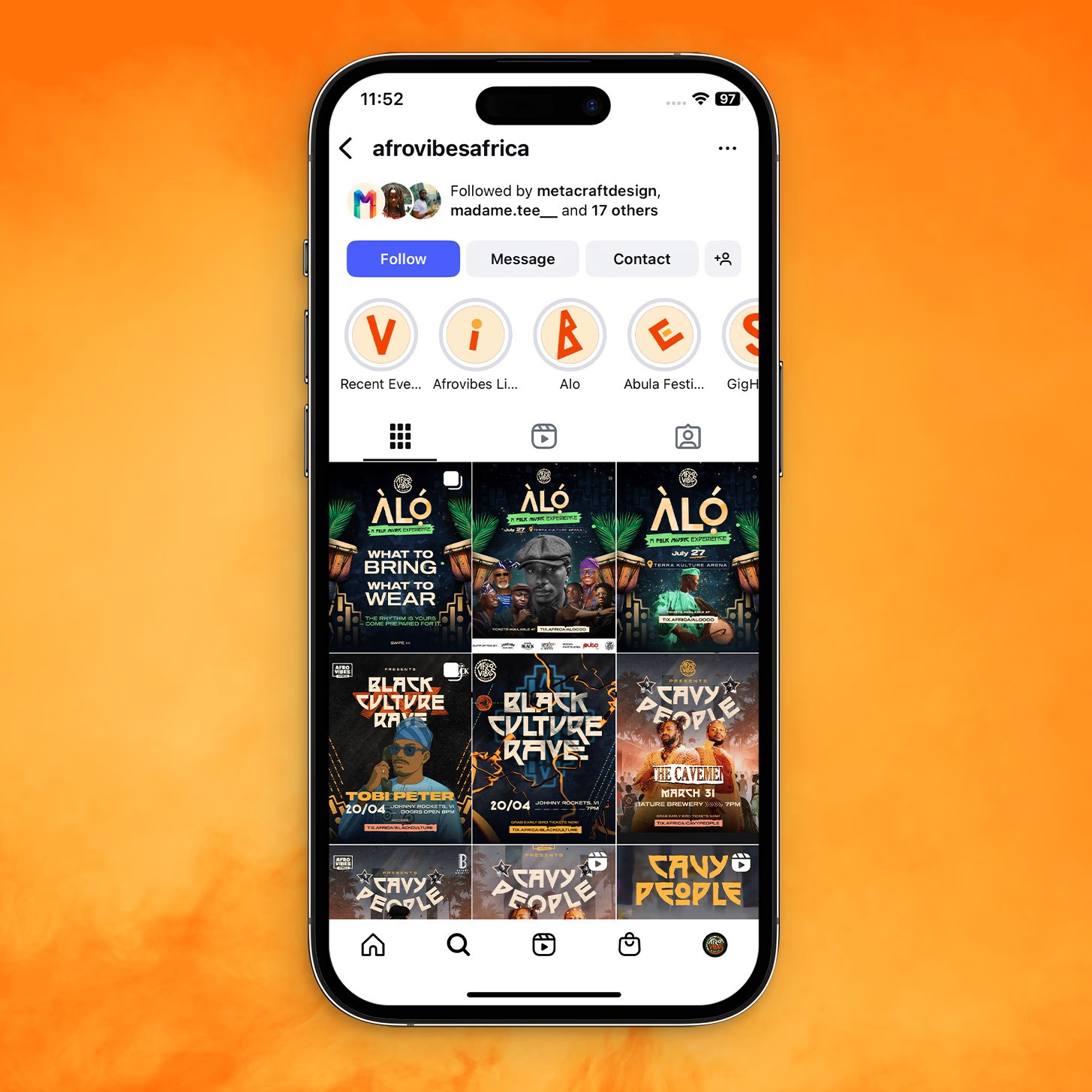 Afrovibes Africa social media preview showcasing visual identity system by MetaCraft.