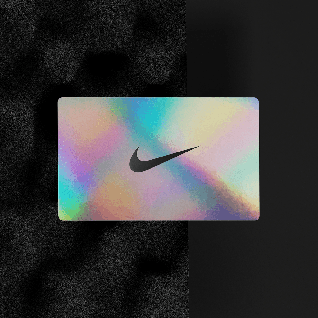 Nike holographic membership card with iridescent finish, brand design by Michael Novia