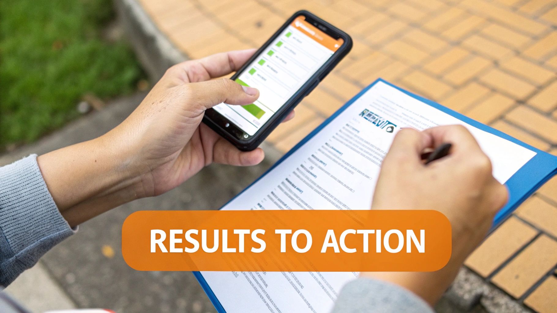 A person reviewing a report and creating a plan, symbolizing the translation of test results into actionable steps.