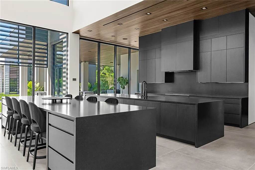 Gourmet kitchen with premium cabinetry, pantry, and an oversized island