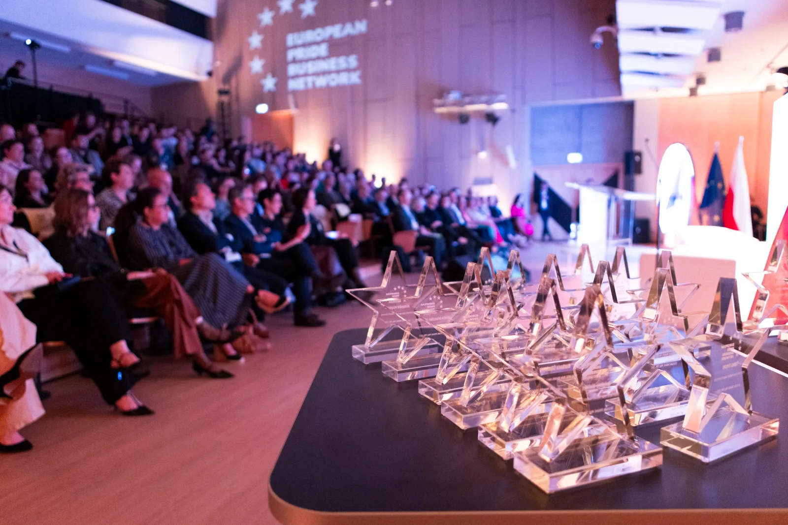 B2B conference with an audience and stage