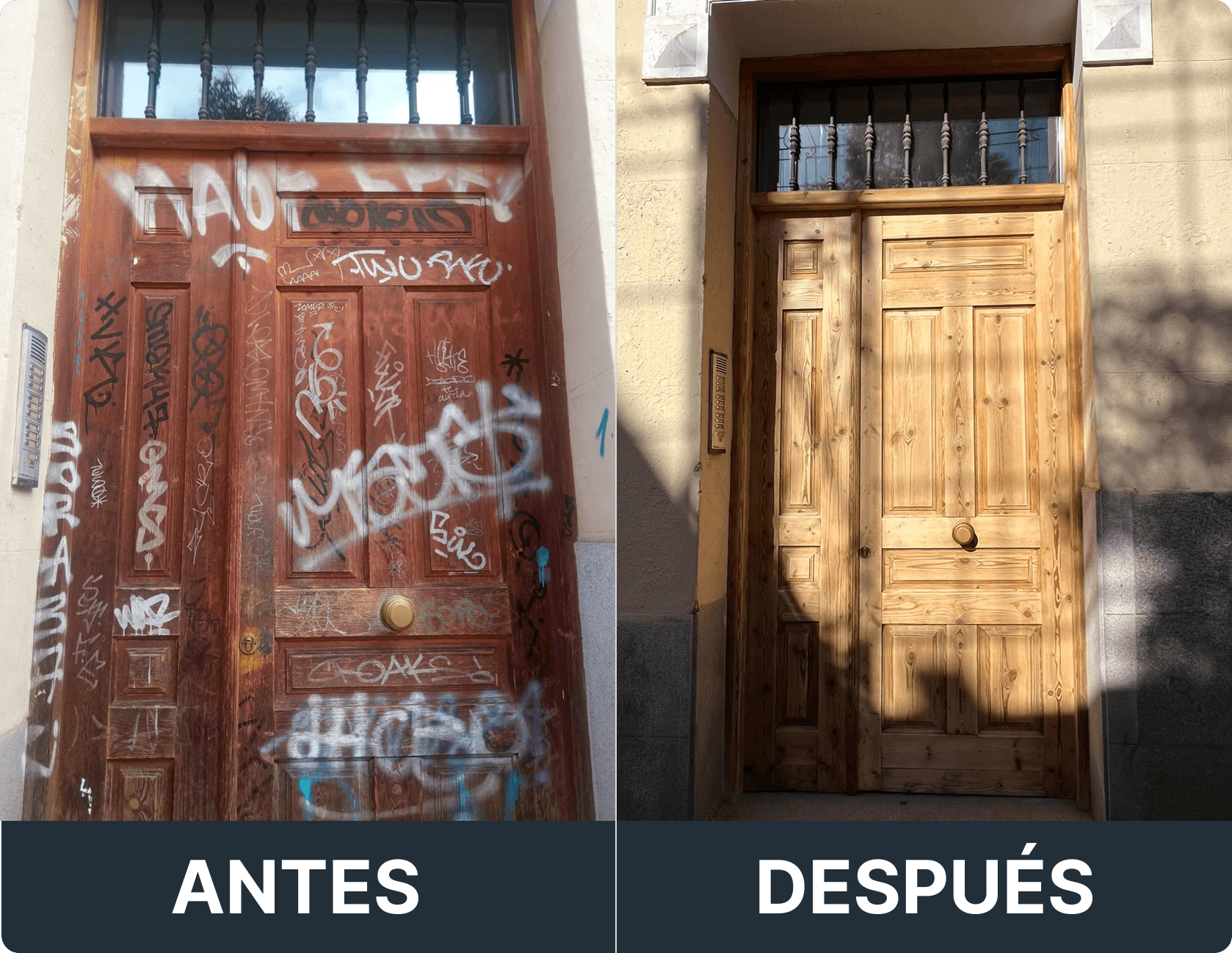 Trabajo de Puerta antes y después en Madrid.