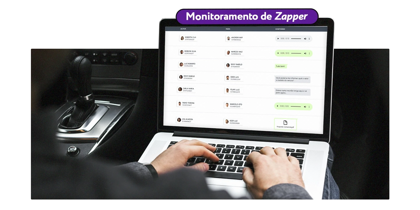 Gestor utilizando a solução de monitoramento da ferramenta Zapper dentro de um carro