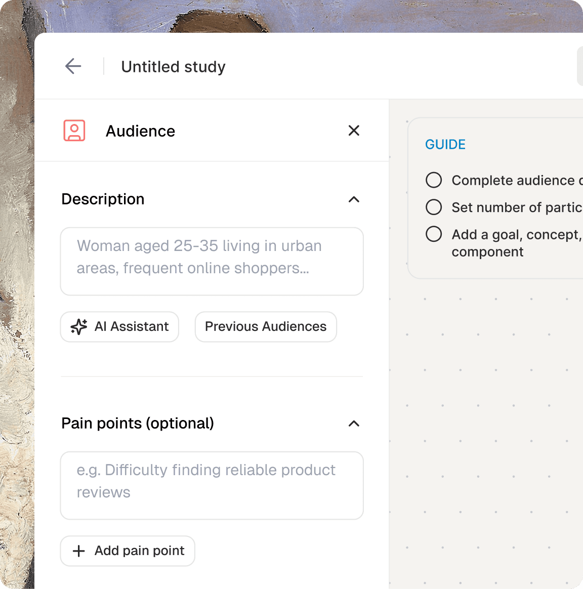 Synthetic Users platform showing the define your audinece section
