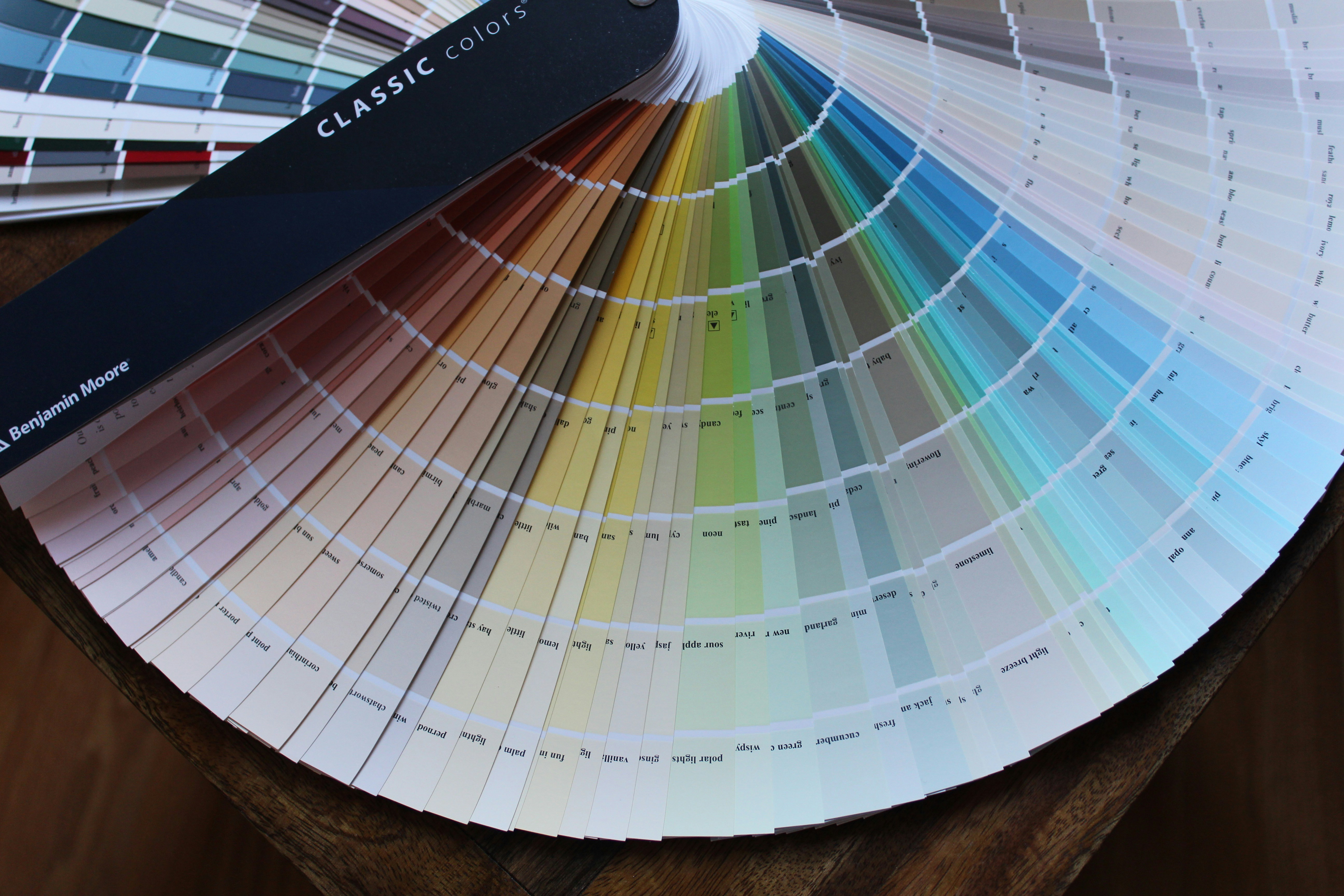 An image of a paint sample color deck.