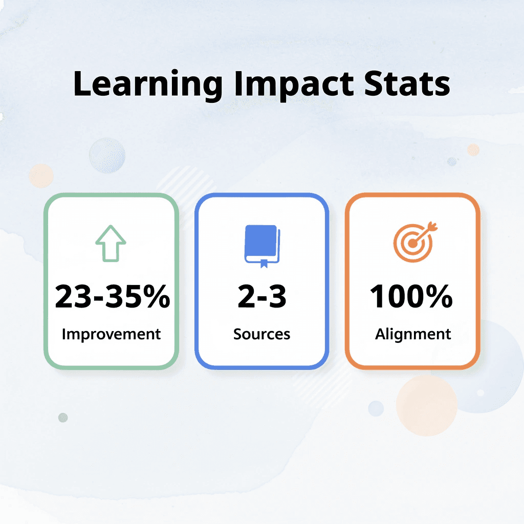 Statistics showing learning improvement metrics